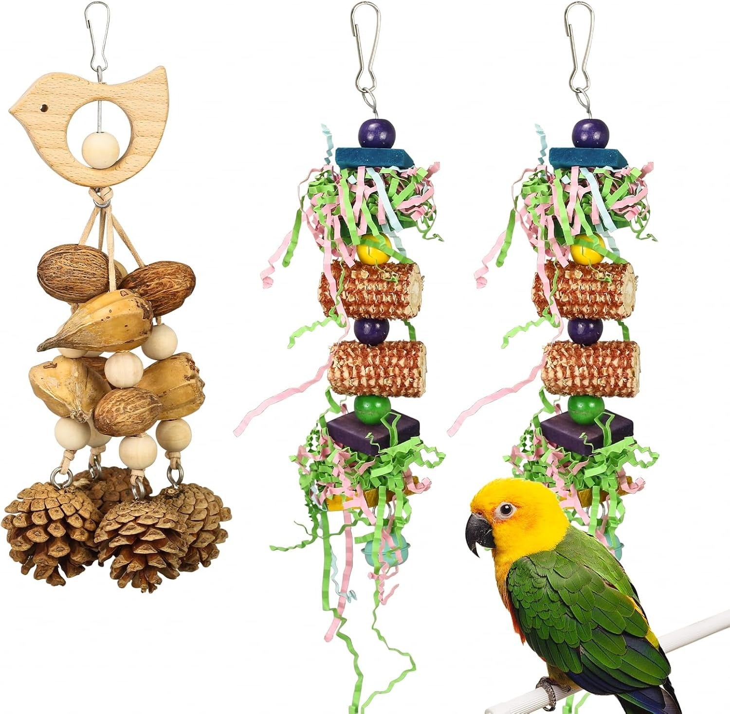 Natural Foraging Toy Set - 3 Pack Bird Shredding Supplies