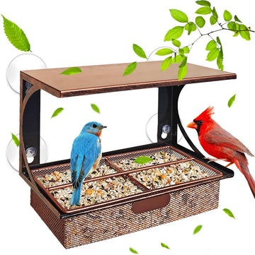 Window Bird Feeder - Suction Cup Mount with Metal Tray
