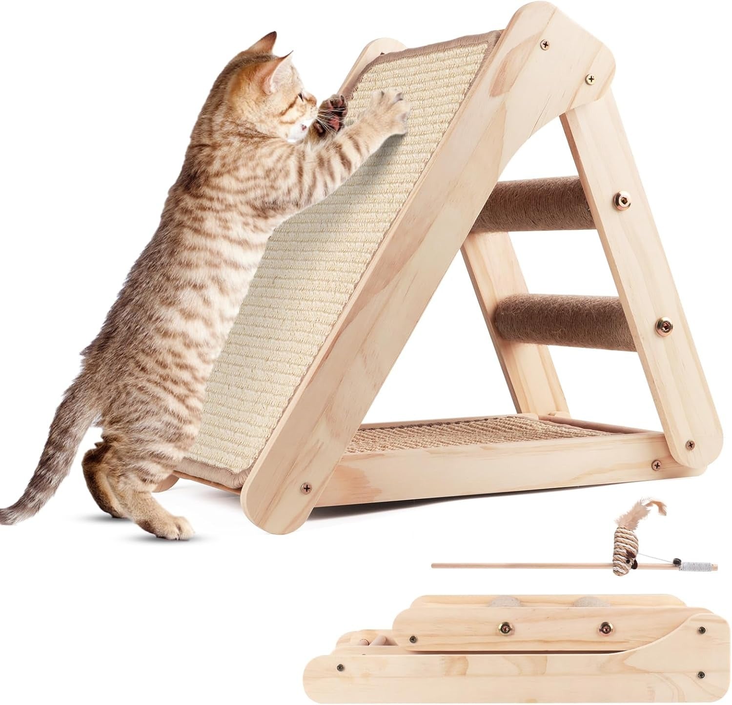Triangular Cat Scratcher - Sisal Ramp with Foldable Design