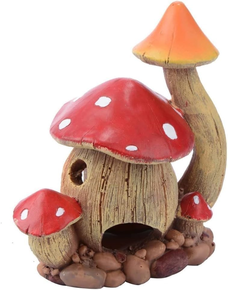 Mushroom House Ornament - Colorful Aquarium Cave Decor