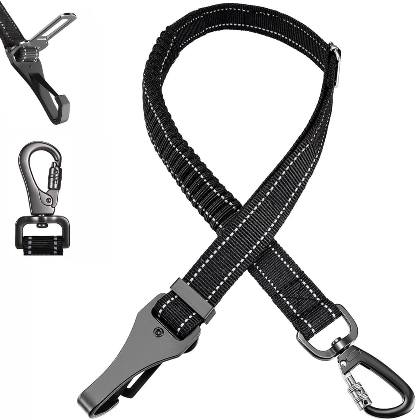 Secure Pet Car Harness - Reflective Safety Leash with Dual Buckles