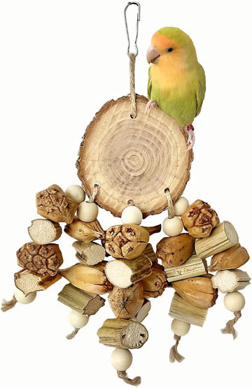 Natural Bird Perch - Chewable Foraging Toy with Replaceable Parts